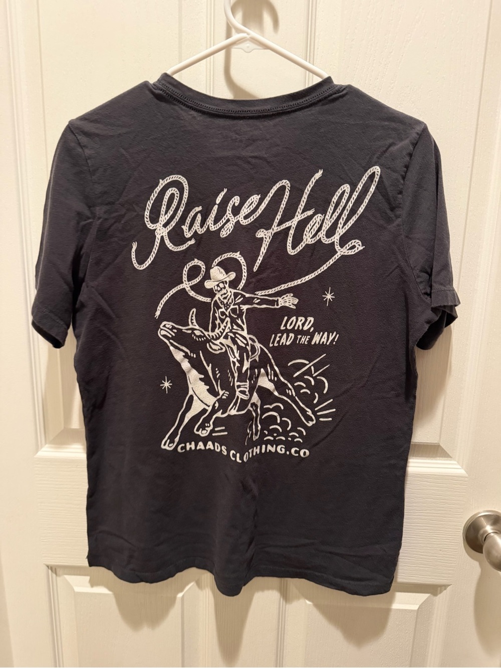Chaads Raise Hell Cowboy Bull Rider Graphic T-Shirt Black